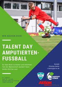 Flyer Talent Day Amputierten-Fußball - Wir suchen Dich!